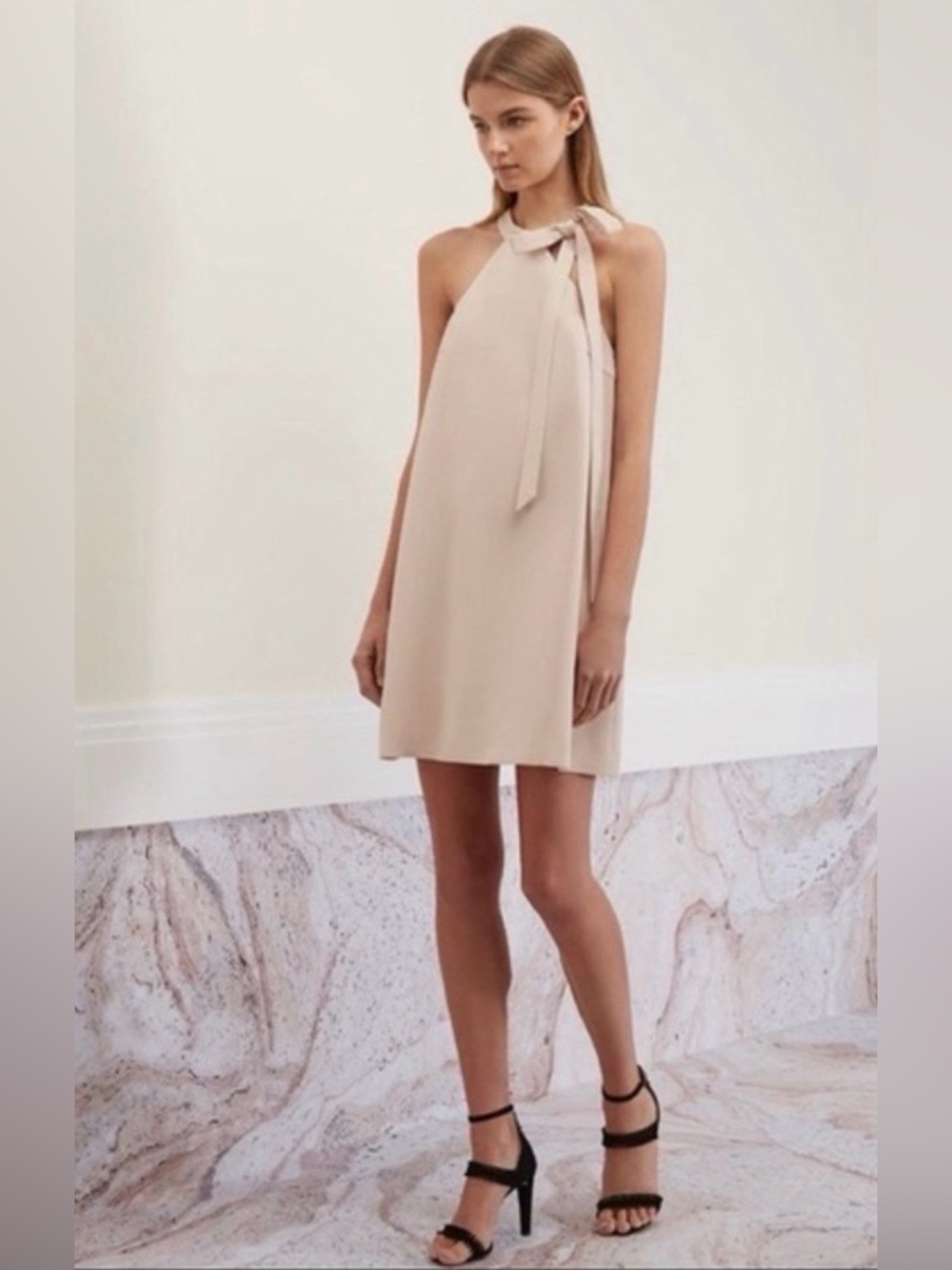 Keepsake The Label Two Minds Halter Mini Dress Nude Size S